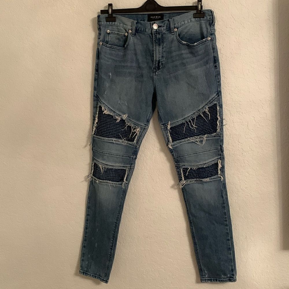 Men’s PacSun Stacked Skinny Motorcycle’s Jeans Denim Size 34/32